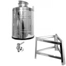 Edelstahlkanne 100 Liter verschw. mit Fußgestell Edelstahl Kugelhahn 1/2"