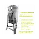 Edelstahlkanne 100 Liter gebördelt mit Fußgestell Edelstahl Schraubhahn 1/2"
