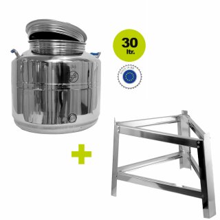 Fischer Polishline Edelstahlkanne 30 Liter mit Fußgestell ohne Hahn