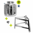 Fischer Polishline Edelstahlkanne 50 Liter mit Fußgestell Edelstahl Schraubhahn 1/2"