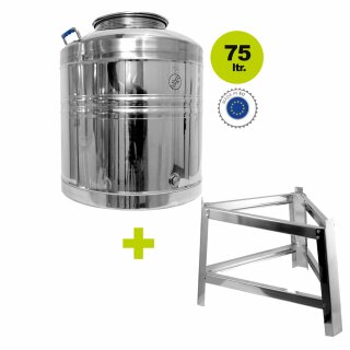 Fischer Polishline Edelstahlkanne 75 Liter mit Fußgestell ohne Hahn