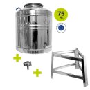 Fischer Polishline Edelstahlkanne 75 Liter mit Fußgestell Edelstahl Schraubhahn 1/2"