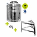 Fischer Polishline Edelstahlkanne 75 Liter mit Fußgestell V2A Kugelhahn 1/2"