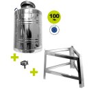 Fischer Polishline Edelstahlkanne 100 Liter mit Fußgestell Edelstahl Schraubhahn 1/2"