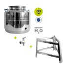 Edelstahlkannen Fischer Polish-Line 30 Liter für Trink-Wasser mit Fußgestell mit V4A Kugelhahn 1/2"