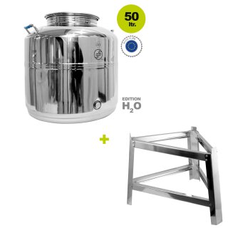 Edelstahlkannen Fischer Polish-Line 50 Liter für Trink-Wasser mit Fußgestell