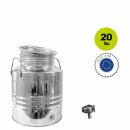 Edelstahlkanne gebördelt / Lagerkanne für Speiseöle 20 Liter mit Basic Schraubhahn 1/2"
