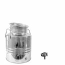 Edelstahlkanne gebördelt / Lagerkanne für Speiseöle 20 Liter mit Basic Schraubhahn 1/2"