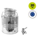 Edelstahlkanne gebördelt / Lagerkanne für Speiseöle 20 Liter mit Standart Kugelhahn 1/2"