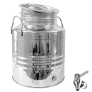 Edelstahlkanne gebördelt / Lagerkanne für Speiseöle 20 Liter mit Standart Kugelhahn 1/2"