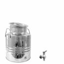 Edelstahlkanne gebördelt / Lagerkanne für Speiseöle 20 Liter mit Premium Kugelhahn 1/2"