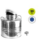 Edelstahlkanne gebördelt / Lagerkanne für Speiseöle 30 Liter mit Basic Schraubhahn 1/2"