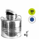 Edelstahlkanne gebördelt / Lagerkanne für Speiseöle 30 Liter mit Premium Kugelhahn 1/2"