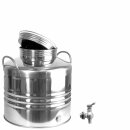 Edelstahlkanne gebördelt / Lagerkanne für Speiseöle 30 Liter mit Premium Kugelhahn 1/2"