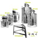 Edelstahlkanne gebördelt / Lagerkanne für Speiseöle 50 Liter mit Basic Schraubhahn 1/2"