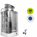 Edelstahlkanne gebördelt / Lagerkanne für Speiseöle 50 Liter mit Premium Kugelhahn 1/2"