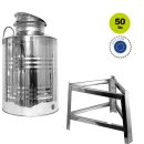 Edelstahlkanne gebördelt   Lagerkanne für Speiseöle 50 Liter mit Fußgestell ohne Hahn