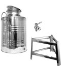 Edelstahlkanne gebördelt / Lagerkanne für Speiseöle 50 Liter mit Fußgestell mit Standart Kugelhahn 1/2"