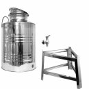 Edelstahlkanne gebördelt / Lagerkanne für Speiseöle 50 Liter mit Fußgestell mit Standart Kugelhahn 1/2"