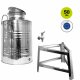 Edelstahlkanne gebördelt / Lagerkanne für Speiseöle 50 Liter mit Fußgestell mit Standart Kugelhahn 1/2"