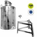 Edelstahlkanne gebördelt / Lagerkanne für Speiseöle 100 Liter mit Fußgestell mit Basic Schraubhahn 1/2"