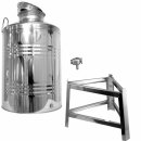 Edelstahlkanne gebördelt / Lagerkanne für Speiseöle 100 Liter mit Fußgestell mit Basic Schraubhahn 1/2"