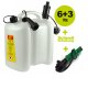 Tecomec Kombikanister 6L + 3L weiss, inkl. Füllsystem Benzin und Öl - Einfüllsystem mit Autostopp für Benzin und Kettenöl 