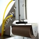 Elektrischer Hand Flaschen-Etikettierer Edykedy EK100, mit zusächlich pneumatsichem Andruck zum stehenden Etikettieren von Flaschen, Gläsern, Konserven-Dosen oder anderer Zylinder, für ein Vorder-Etikett, made in Germany (Versand kostenfrei *)