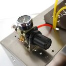 Elektrischer Hand Flaschen-Etikettierer Edykedy EK100, mit zusächlich pneumatsichem Andruck zum stehenden Etikettieren von Flaschen, Gläsern, Konserven-Dosen oder anderer Zylinder, für ein Vorder-Etikett, made in Germany (Versand kostenfrei *)