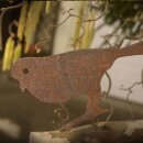 Gartendeko rostig: Gartenstecker / Zaunfigur Vogel  "Hecken-Braunelle" mit Erdspieß / Holspieß / Dorn in Edelrost, Metall, Rost, ca. 20cm groß, 2mm dicker Stahl, original Rottenecker Objekt