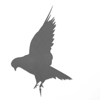 Gartendeko: Gartenstecker / Zaunfigur Vogel  "Nachtigall" mit Erdspieß / Holspieß / Dorn in GRAU, Metall, ca. 20cm groß, 2mm dicker Stahl, original Rottenecker Objekt