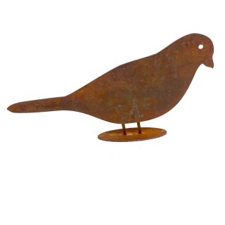 Gartendeko rostig: Gartenstecker / Zaunfigur "Taube" mit Standsockel  in Edelrost, Metall, Rost, ca. 29cm groß, stabiler 2mm dicker Stahl, original Rottenecker Objekt