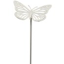Gartendeko: Gartenstecker   "Schmetterling" mit Erdspieß in beige / creme-farben,   ca. 25cm groß, 2mm dicker Stahl, original Rottenecker Objekt