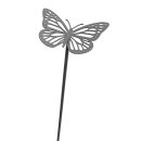 Gartendeko: Gartenstecker   "Schmetterling" mit Erdspieß in Grau, Metall,   ca. 25cm groß, 2mm dicker Stahl, original Rottenecker Objekt