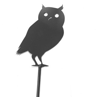 Gartendeko: Gartenstecker / Zaunfigur "Eule groß" mit Erdspieß in Grau Anthrazit, Metall, ca. 110cm groß, stabiler 2mm dicker Stahl, original Rottenecker Objekt