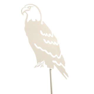 Gartendeko: Gartenstecker / Zaunfigur "Adler" mit Erdspieß, Metall, beige / creme-farben, 122cm groß, Stahl 2mm Material-Stärke, original Rottenecker Objekt