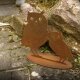 Gartendeko rostig:  Figur "Uhu Paar" mit Standfuß in Edelrost, Metall, Rost, ca. 30cm groß, stabiler 2mm dicker Stahl, original Rottenecker Objekt 