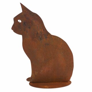 Gartendeko rostig: "Katze" mit Standfuß in Edelrost, Metall, Rost, ca. 25cm groß, stabiler 2mm dicker Stahl, original Rottenecker Objekt