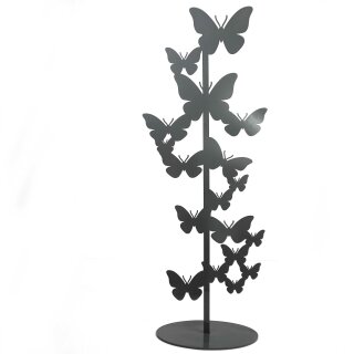 Gartendeko: Aufsteller "Schmetterling" mit Standfuß  in Grau Anthrazit, Metall, ca. 80cm groß, 2mm dicker Stahl, original Rottenecker Objekt