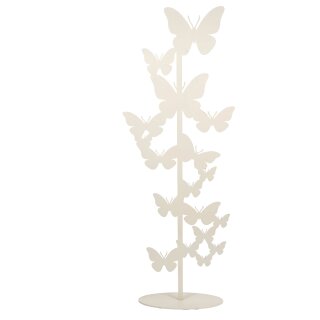 Gartendeko: Aufsteller "Schmetterling" mit Standfuß in beige / creme, Metall, ca. 80cm groß, 2mm dicker Stahl, original Rottenecker Objekt