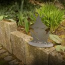 Gartendeko: Gartenfigur "Froschkönig" mit Standfuß. in Grau Anthrazit, Metall, ca. 28cm groß, 2mm dicker Stahl, original Rottenecker Objekt