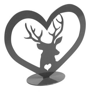 Gartendeko: Jäger-Trophae "Hirsch-Kopf", Jagd-Liebe / Jagd-Motiv mit Standfuß in Grau Anthrazit, Metall, Rost,  ca. 25cm groß, stabiler 2mm dicker Stahl, original Rottenecker Objekt