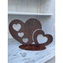 Gartendeko rostig: Aufsteller "Doppel-Herz", Metall, Rost, ca. 38cm groß, 2mm dicker Stahl, original Rottenecker Objekt