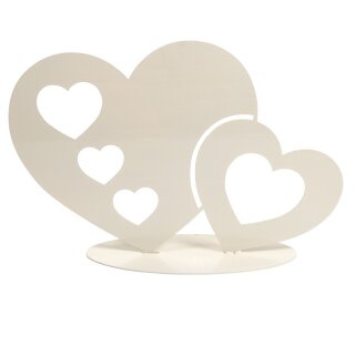 Gartendeko: Aufsteller "Doppel-Herz", Metall, Beige, ca. 38cm groß, 2mm dicker Stahl, original Rottenecker Objekt