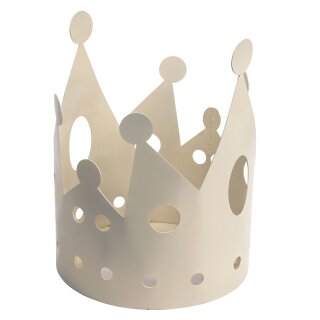 Gartendeko lackiert:  "Krone" groß,   Beige, Übertopf / Pflanzbehälter, Metall, Beige lackiert, Ø ca. 22cm, ca. 27cm hoch, Stahl, original Rottenecker Objekt