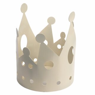 Gartendeko lackiert:  "Krone" groß,   Beige, Übertopf / Pflanzbehälter, Metall, Beige lackiert, Ø ca. 22cm, ca. 27cm hoch, Stahl, original Rottenecker Objekt