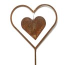 Gartendeko rostig: Gartenstecker "Herz" mit Erdspieß in Edelrost, Metall, Rost, ca. 110cm groß, 2mm dicker Stahl, original Rottenecker Objekt