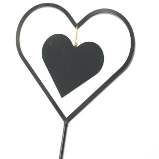 Gartendeko: Gartenstecker "Herz" mit Erdspieß in Grau Anthrazit, Metall, ca. 110cm groß, 2mm dicker Stahl, original Rottenecker Objekt