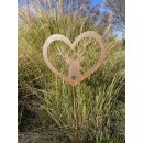 Herz Hirsch mit Erdspieß Edelrost