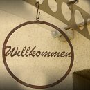 Gartendeko rostig: Schild "Wilkommen", Metall,...